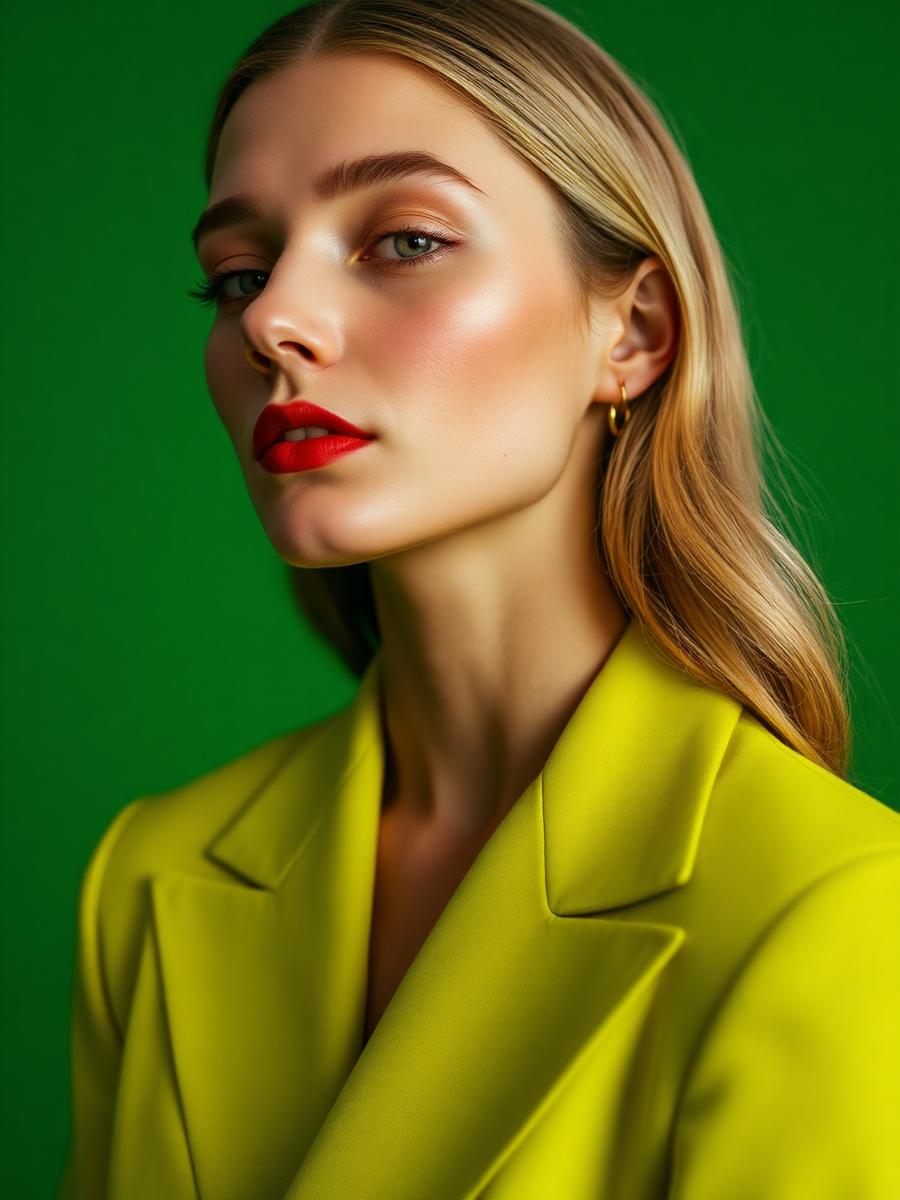 Editorial fashion in chartreuse